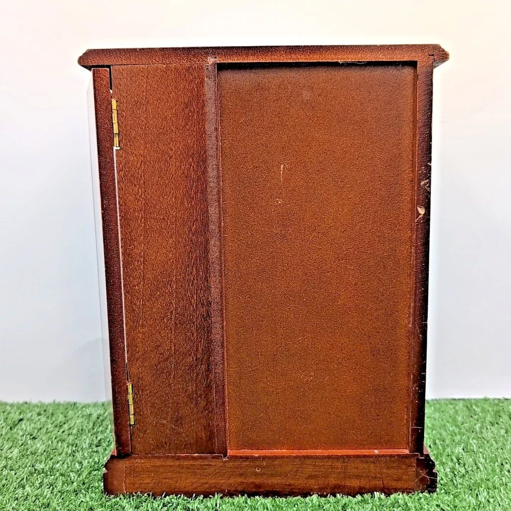 Brown Wooden Floral Heart Jewelry Box with Mirror, Drawers, Hooks, Velvet Lining